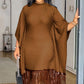 🌹Hot Sale 49% Off🌹Women's Plus Size Sequin Fringe Midi Dress with Batwing Sleeves