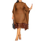 🌹Hot Sale 49% Off🌹Women's Plus Size Sequin Fringe Midi Dress with Batwing Sleeves