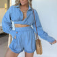 🎉Happy New Year! 49% OFF 🛍️Women's Sexy Denim Crop Top & Shorts Two-Piece Set