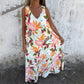 🔥Last Day Promotion-49%OFF🏝️Women's Leaves Pattern V-Neck Sleeveless Floor-Length Dress