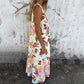🔥Last Day Promotion-49%OFF🏝️Women's Leaves Pattern V-Neck Sleeveless Floor-Length Dress