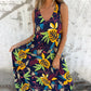🔥Last Day Promotion-49%OFF🏝️Women's Leaves Pattern V-Neck Sleeveless Floor-Length Dress