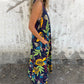 🔥Last Day Promotion-49%OFF🏝️Women's Leaves Pattern V-Neck Sleeveless Floor-Length Dress