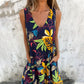 🔥Last Day Promotion-49%OFF🏝️Women's Leaves Pattern V-Neck Sleeveless Floor-Length Dress