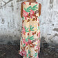 🔥Last Day Promotion-49%OFF🏝️Women's Leaves Pattern V-Neck Sleeveless Floor-Length Dress