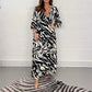 💥Spring Sale 49% Off👗V-Neck Zebra Stripe Waistline 3/4 Sleeve Dress