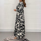 💥Spring Sale 49% Off👗V-Neck Zebra Stripe Waistline 3/4 Sleeve Dress