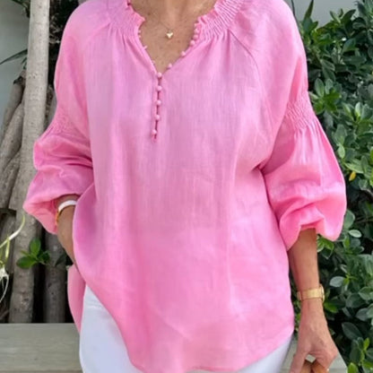 🌸Summer Hot Sale-50% OFF💐Women’s V Neck Ruched Blouse