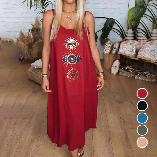 🌸Last Day Promotion 49%Off🌸Women's Sleeveless Long Dress With Eye Print