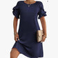 Women’s Solid A-Line Ruffled Short Sleeves Dress