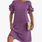 Women’s Solid A-Line Ruffled Short Sleeves Dress