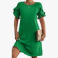 Women’s Solid A-Line Ruffled Short Sleeves Dress
