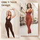 🌟50K+ SOLD!🌷High-Stretch V-Neck Jumpsuit – All-day ease for fitness & beyond. Breathable, flexible & effortlessly chic. Your go-to for movement. 🧘‍♀️💫