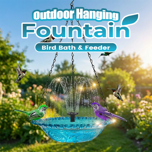 🔥HOT SALE (50% OFF)🔥Outdoor Hanging Fountain Bird Bath & Feeder Decorative, Soothing Water Feature & Perfect for the Garden 🏡