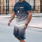 🏖️Summer Cool Deal: ONLY ￡14.99!!😎Men's Gradient Color T-Shirt & Shorts Set