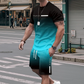 🏖️Summer Cool Deal: ONLY ￡14.99!!😎Men's Gradient Color T-Shirt & Shorts Set
