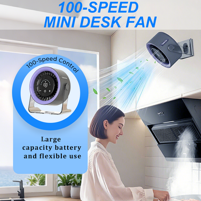 ✨Limited Time 50% OFF--50K+ SOLD🏆2026 Desk Fan – USB Rechargeable with LED Display 📊 | 100 Speeds, 120° Tilt & Full Oscillation ↔️ | Ultra-Quiet for Bedroom 😴, Office 🖥️ & Camping 🏕️