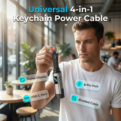 ⏳Limited-time 50% off⏰4-in-1 Digital Display Keychain Charging Cable🔋📱