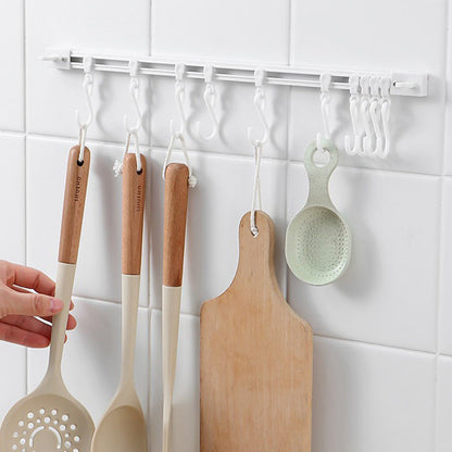 🪝No-Drill Track Hooks: 10 Sliding Hooks, Strong Adhesive, Space-Saving | 30/40cm