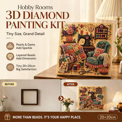 ✨ Cozy Hobby Rooms 3D Diamond Painting Kit