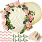 💐✨ Gold Metal Floral Hoop with Wooden Stand – Beautiful Rustic Centerpiece for Any Occasion
