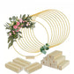 💐✨ Gold Metal Floral Hoop with Wooden Stand – Beautiful Rustic Centerpiece for Any Occasion