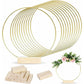 💐✨ Gold Metal Floral Hoop with Wooden Stand – Beautiful Rustic Centerpiece for Any Occasion