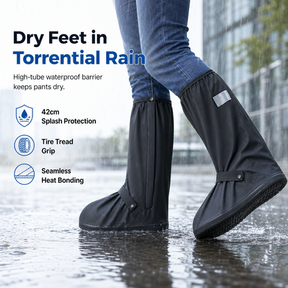 🔥 50% OFF! ☔ Waterproof High-Top Silicone Rain Shoe Covers – Reusable & Non-Slip 🛡️