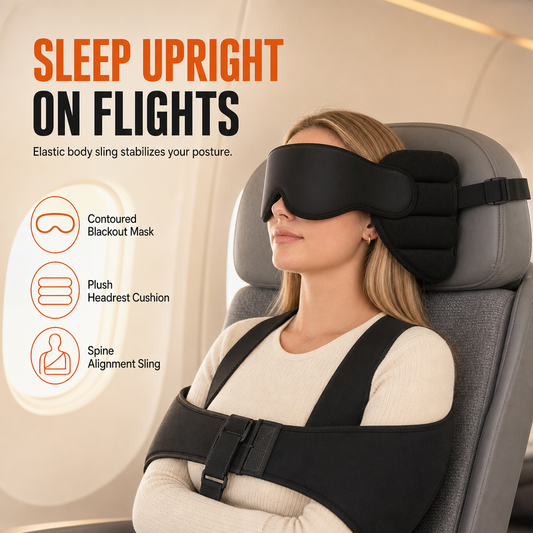 ✈️ Integrated Memory Foam Travel Pillow and 3D Blackout Sleep Eye Mask Set for Travel Neck Support