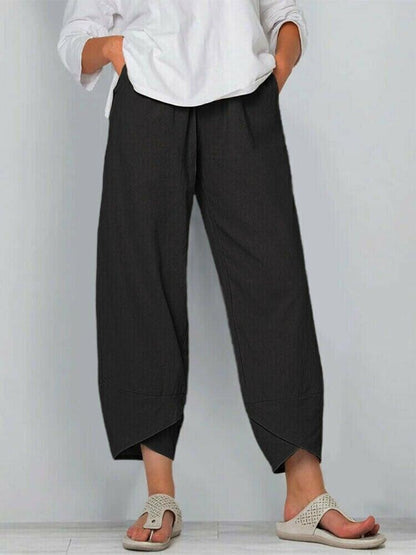 ✨Vintage Asymmetrical Elastic Waist Pockets Pants - Free Shipping