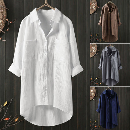 🔥Clearance Sale🏆Women's Shirt Made Of Single-Colored Cotton Linen