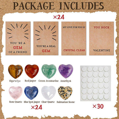 💖24 Pack Valentines Cards with Heart-Shape Crystals