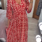 🔥LAST DAY SALE 60% OFF🌷Bohemian Casual Print V-neck Shirred Waist Long Dress