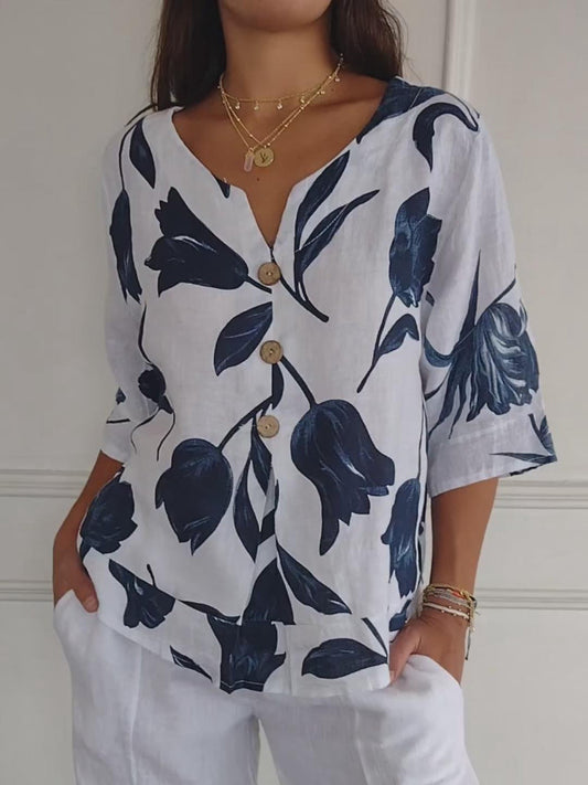 😍😍Printed V-neck Tunic Top✨Free Shipping Now