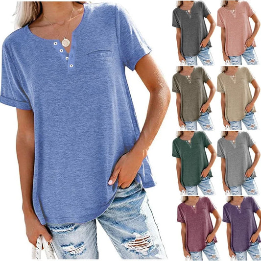 🔥Clearance Sale💖Fashion Solid Color Pocket Short Sleeve T-Shirt