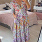 💃Casual floral print V-neck waist wrap long dress