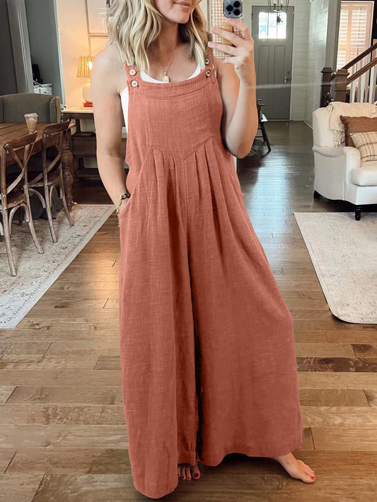 SPRING SALE-PLUS SIZE WIDE LEG OVERALLS JUMPSUIT