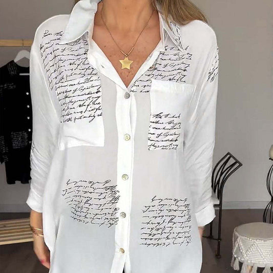 🎁Hot Sale 49% OFF💖Letter Print Fashion Lapel Shirt